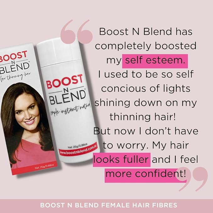 Boost N Blend Scalp Concealer - Hair Powder and Cotton Fibers for Thinning Hair & Visible Scalp (25g/0.88oz) - Hair Volumizer for Women