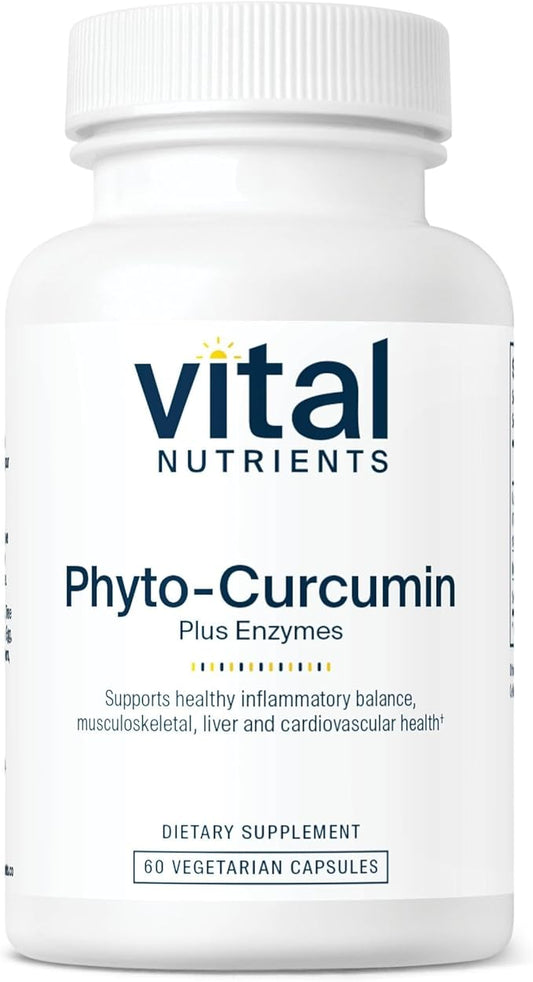 Vital Nutrients Phyto-Curcumin Plus Enzymes | Curcumin Supplements with Phytosome Extract | Support for Muscle, Bone, Liver, and Heart Health* | Gluten, Dairy, Soy Free | 60 Capsules