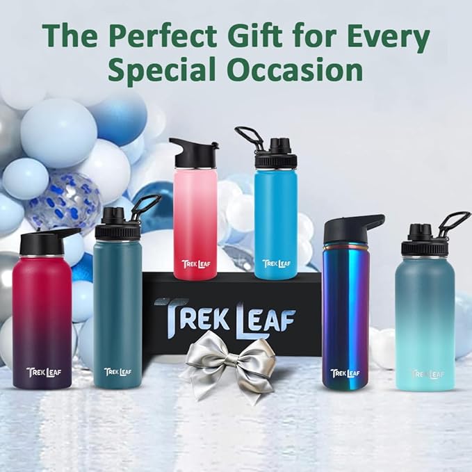 Travel Water Bottle with 3 Lids (Spout, Straw, Flip) Leak Proof, Quality, Vacuum Insulated, Stainless Steel (Storm Cloud, 18 oz)