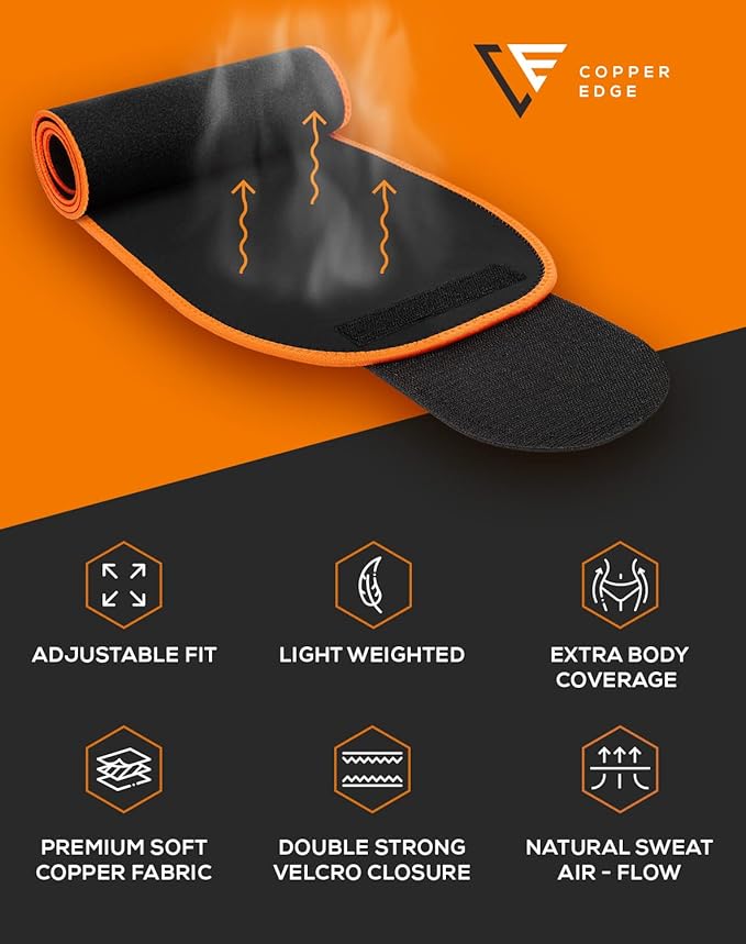 Sweat Waist Trimmer Trainer Belt for Women & Men,Workout Wrap Shaper with Copper Ion for Enhanced Sweating Effect