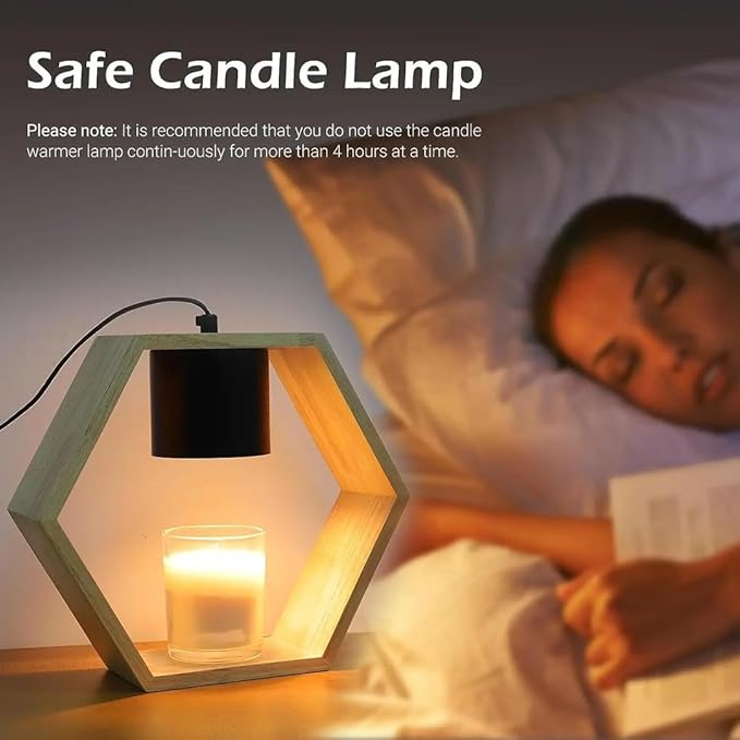 VIVU Candle Warmer Lamp with Timer & Dimmable Light – Wood Base & Iron Frame – Flameless Jar Wax Melter for Home, Office, Bedroom – VIVU Store