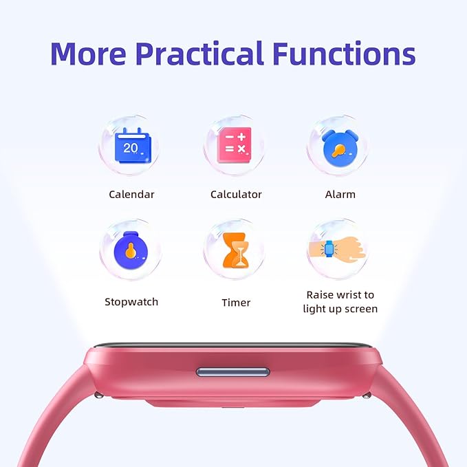 Parsonver Kids Smart Watch with Parent-Child Task & Reward System, Fun Fitness Tracker with 20 Sports Modes, Heart Rate & Sleep Monitor, IP68 Waterproof, Great Birthday Gifts for Boys Girls 5-16, Pink