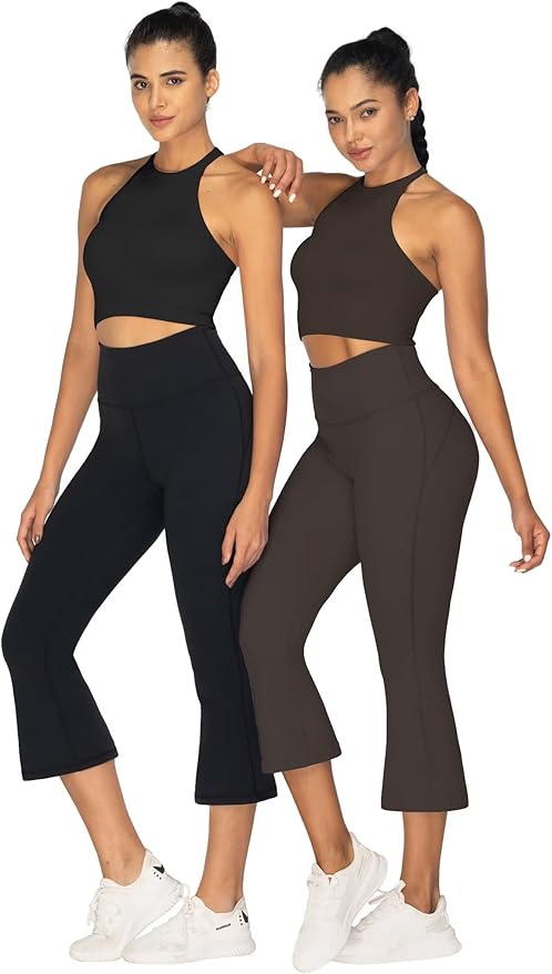Sunzel High Waist Mini Flared Leggings for Women, Tummy Control Casual Flare Yoga Pants for Yoga Workout Gym