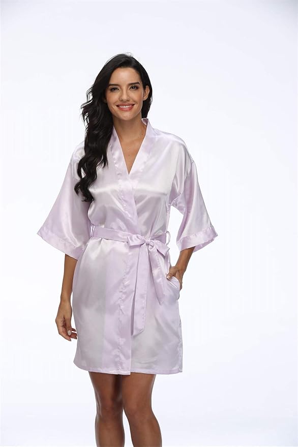 Women's Pure Short Silky Robes Bridesmaid Bride Party Satin Robes Sleepwear