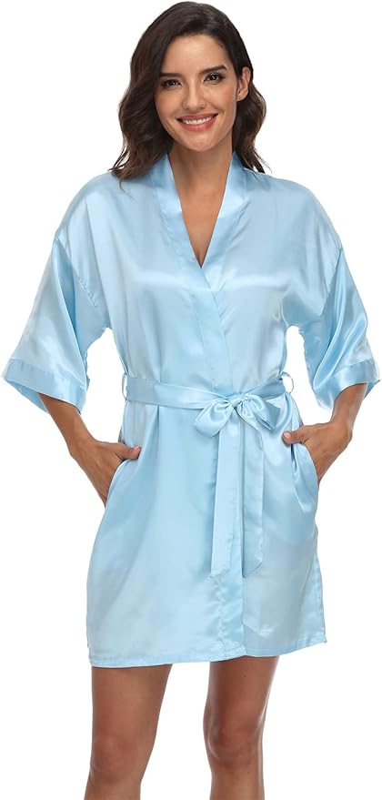 Women's Pure Short Silky Robes Bridesmaid Bride Party Satin Robes Sleepwear