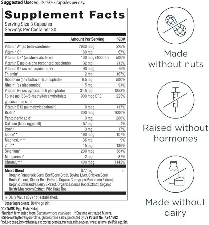 Ancient Nutrition Multivitamin for Men, Multi Men's, Vitamin D, C, E, B12, Zinc, Magnesium, Supports Healthy Immune System and Bone Health, 90 Ct