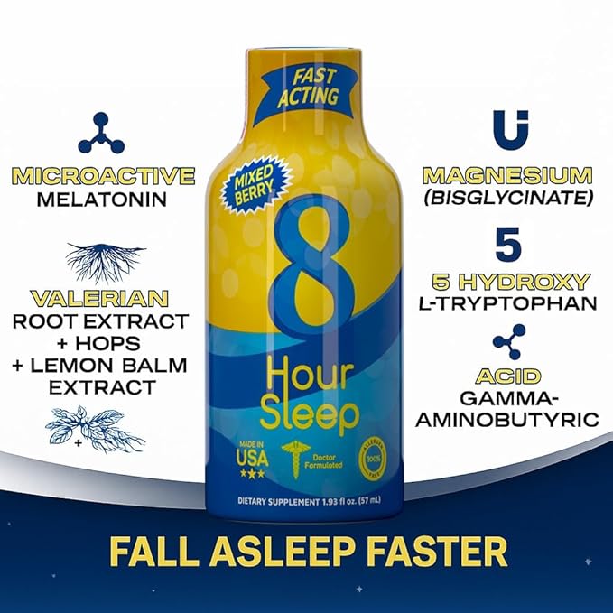 Vitamin Energy 8-Hour Sleep Shot Mixed Berry 48 Pack, Melatonin, 5-HTP, GABA, Valerian, Lavender, Sleep Aid Support, Deep Rest & Relaxation, Zero Sugar, Gluten-Free, Vegan, Kosher, 1.93 fl oz
