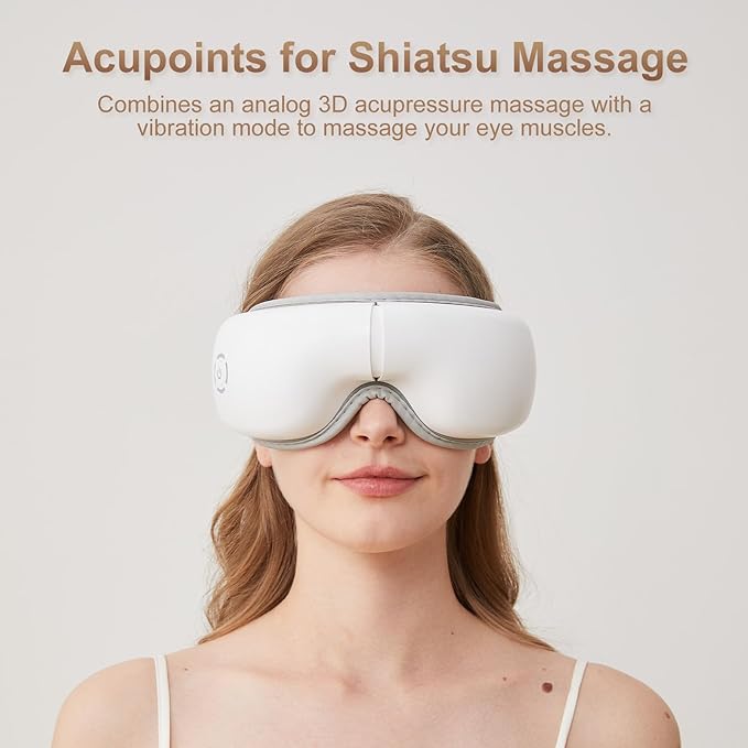 Eye Massager with Heat, Heated Eye Massager with Eye Massage, Eye Gifts with 5 Massage Modes and 180° Folding Design, Comfort & Portable, Perfect for Home, Office, or Travel