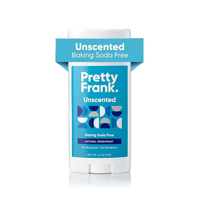 Pretty Frank Natural Aluminum-Free Deodorant Stick, Baking Soda-Free, Unscented (1-Pack) | Sensitive Skin Friendly, Effective Odor Control for Women & Men, Organic Ingredients, No Added Fragrance