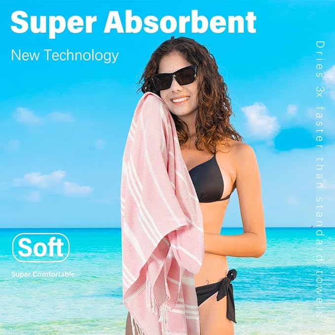 Thin Turkish Beach Towel Lightweight Quick Dry Absorbent Cotton Bathroom Bath Pool Swim Towels Extra Large Oversized Sand Free Beach Accessories Essentials Cloud Gifts for Adult