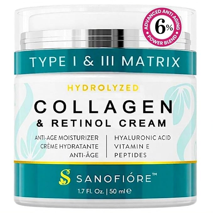 Retinol Collagen Anti Aging Face Cream | Type I & III Collagen for a Hydrated Supple Look |10,000 ppm Retinol for Smooth, Soft & Even Skin Appearance | Moisturizer for Women & Men,1.7 fl.oz
