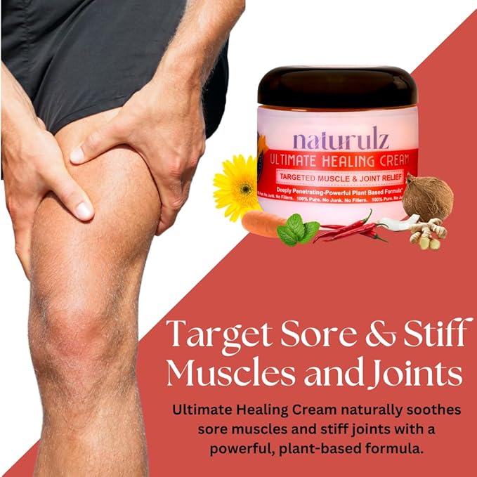 Naturulz Ultimate Healing Cream 4 Ounce Fast-Acting Topical for Joint and Muscle Discomfort with Arnica, Capsicum, Calendula. Powerful, All-Natural 'NO Junk' Formula.