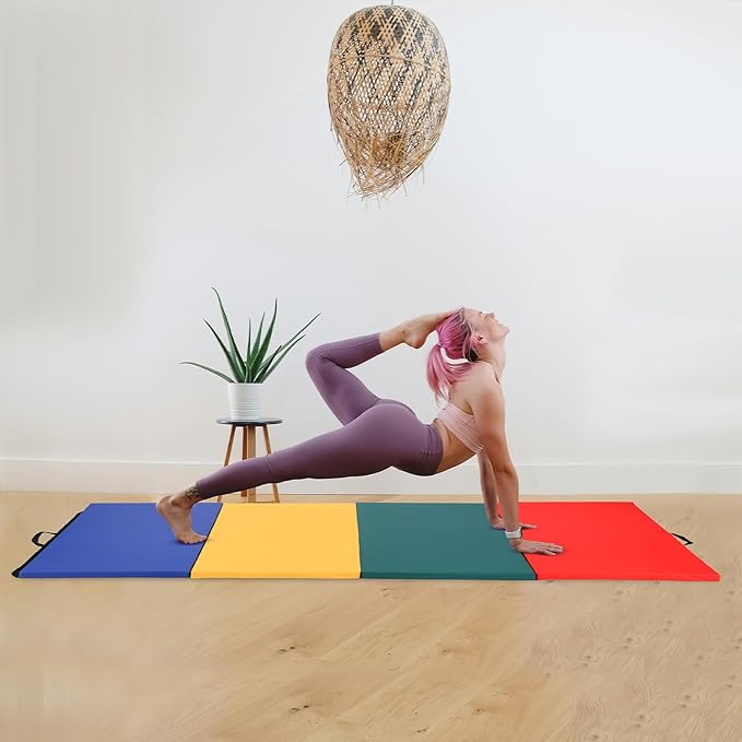 Gymnastics Mats Foldable Tumbling Mats Portable Gymnastics Exercise Mat 2'x6'/2.5'x6.4'/4'x6'/4'x8'/4'x10'/ Gymnastics Tumbling Mats Pad Home Exercise Panel Mat With Carrying Handles