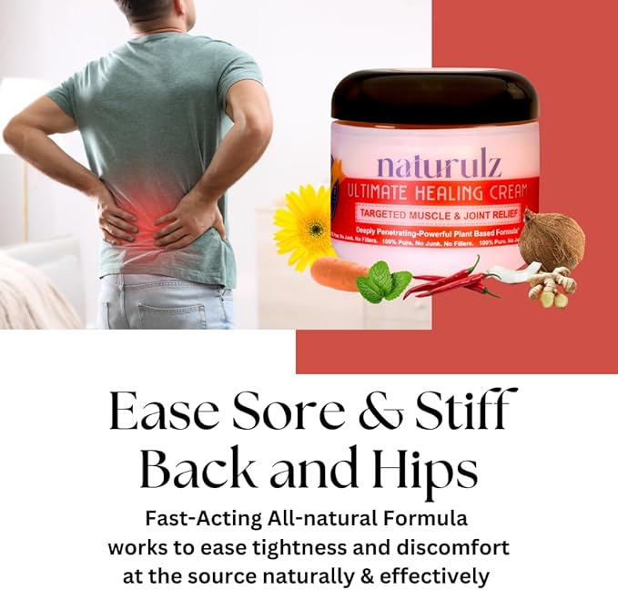 Naturulz Ultimate Healing Cream 4 Ounce Fast-Acting Topical for Joint and Muscle Discomfort with Arnica, Capsicum, Calendula. Powerful, All-Natural 'NO Junk' Formula.
