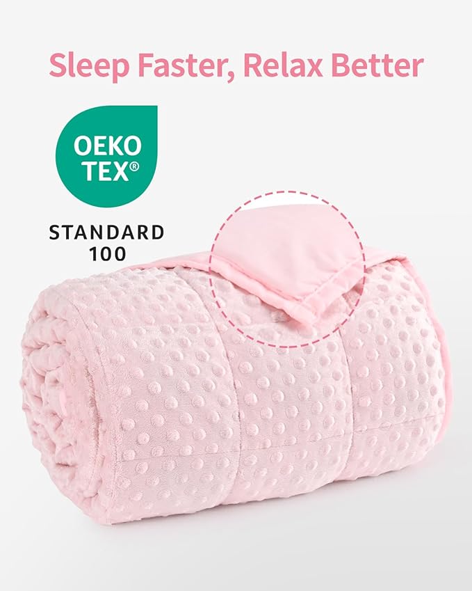 Mr. Sandman Weighted Blanket for Adults, Minky Dots Heavy Blanket for Woman,Man Sleeping/Calm, Soft, Cozy and Cooling Weighted Throw Blankets, Machine Washable, 60 x 80in, 20 Pounds, Pink