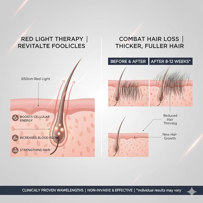 Multi Functional 3 in 1 Electric Scalp Massager Hair Growth, Red Light Therapy Scalp Massager with Oil Applicator, Portable Smart Scalp Hair Brush IPX7 Waterproof