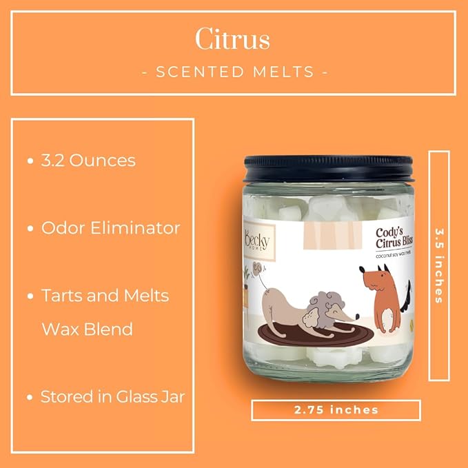 9oz Pet Odor Eliminator Wax Melts, Long-Lasting Citrus Scented, Non Toxic, Pets Odor Eliminating Wax Cubes, Natural Plant-Based Wax Blend
