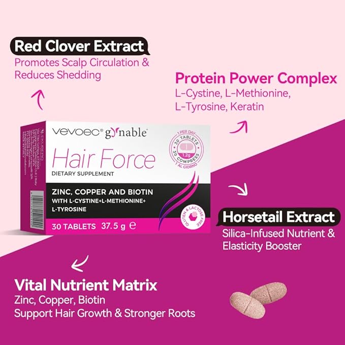 Hair Growth Supplement for Women,DHT Blocker with Biotin Amino Acid Blend,Red Clover,Female Hormone Balance for Hair Growth,Gluten-Free,Lactose-Free,1 Per Day, 30 Tablets, 1 Month Supply