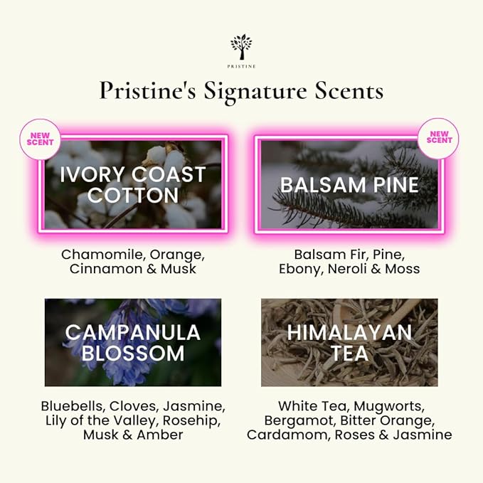 PRISTINE Top 4 Signature Blend Essential Oils 4 Pcs Set for Electronic Diffuser for Home, Humidifier, Aromatherapy fragrance for home(Himalayan Tea, Campanula Blossom, Balsam Pine, Ivory Coast Cotton)