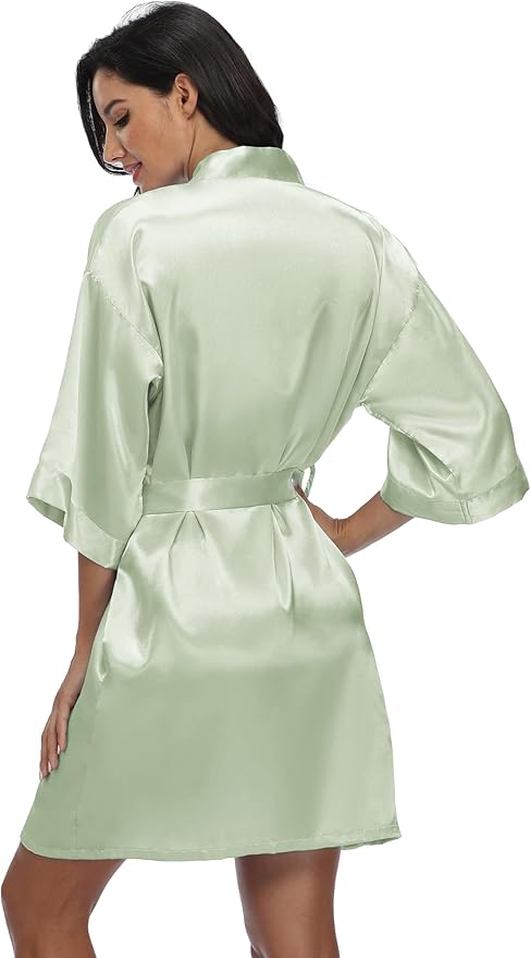 Women's Pure Short Silky Robes Bridesmaid Bride Party Satin Robes Sleepwear