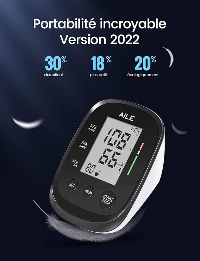 AILE Blood Pressure Monitor, Blood Pressure Machine Upper Arm Large Cuff(8.7"-16.5" Adjustable),Automatic high Blood Pressure Cuff for Home use (Black)