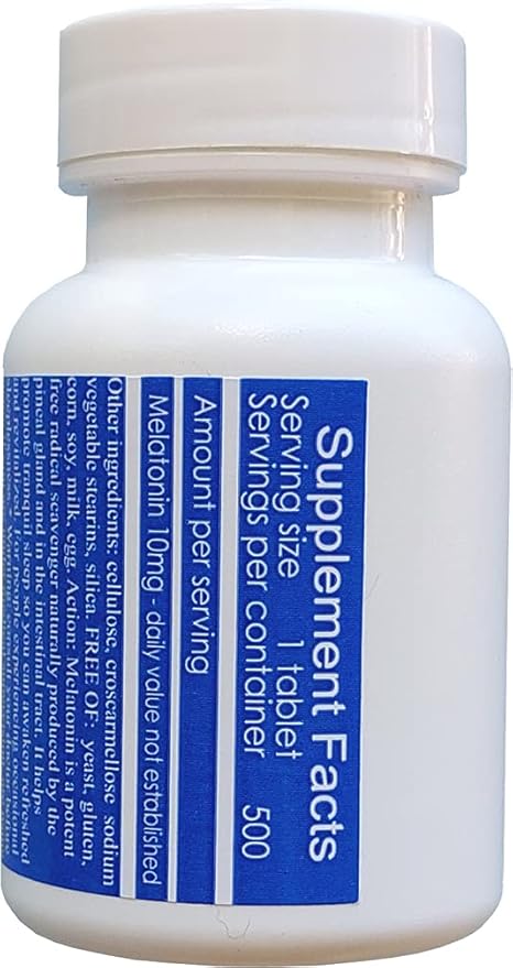 Melatonin 500 count 10mg Quick Dissolve Vegan Super Strength