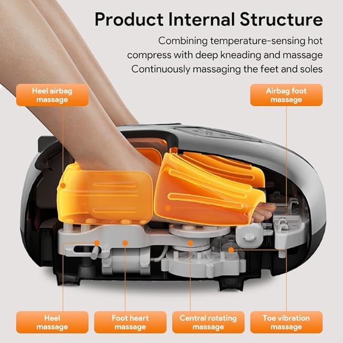 Foot Massager for Men and Women, Foot spa,Kneading, Compression, Vibration, Shiatsu Feet Massage Machine for Plantar Fasciitis, Neuropathy, Foot Warmer,Size 9-14