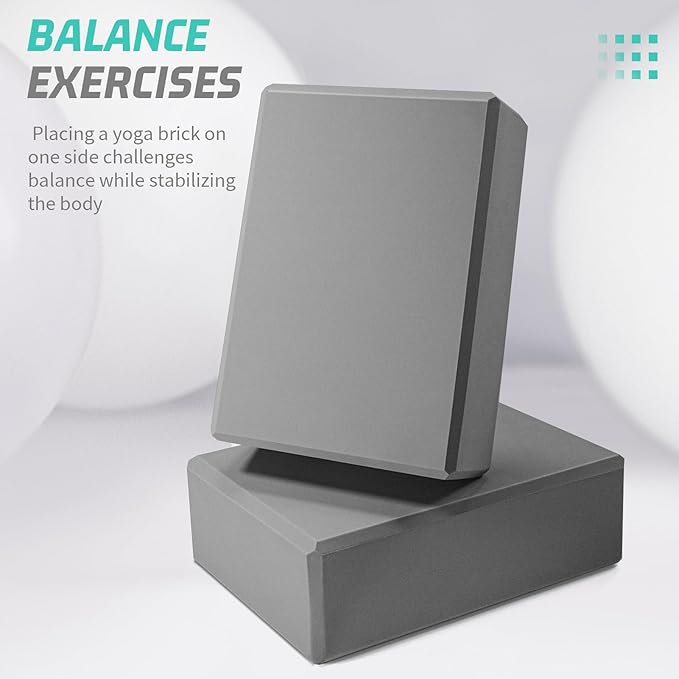 Yoga Block 4 Pack, Supportive Latex-Free EVA Foam, Soft Exercise Blocks Non-Slip Surface with Beveled Edges, Yoga Essentials for Stability, Balance, Deepen Stretches