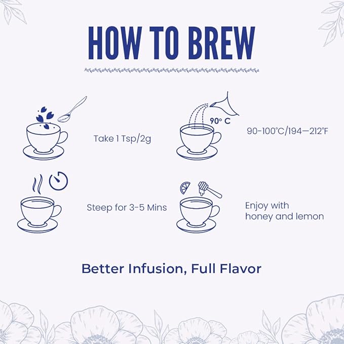 BLUE TEA - Floral Herbal Tea Gift - 5 Flower Tea in Glass Tube | EXOTIC TEA GIFT SET | Flower Based - Loose | Butterfly Pea, Rose, Marigold, Lavender, Hibiscus | Caffeine Free | Variety Tea | Tea Gifts for Women & Men