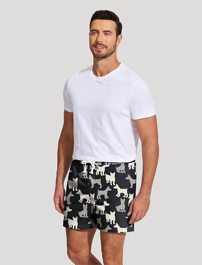 Deyeek 5.5 Inch Mens Pajama Shorts Sleep Cotton Lounge PJ Lightweight Elastic Waist Drawstring Nightwear Bottom with Pockets