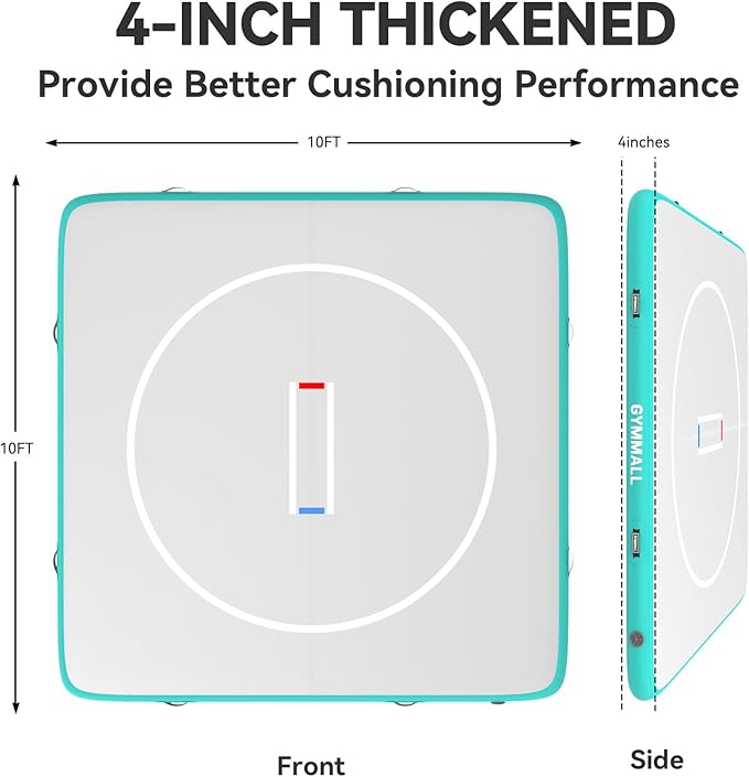 Wrestling Mat Inflatable 5FT/6.6FT/10FT/13FT/16.5FT, Foldable 4" Thick Jiu Jitsu Mats for Home Outdoor Indoor, Waterproof PVC Mat for Gymnastics, Water Yoga, PE Training, BJJ, MMA, Grappling