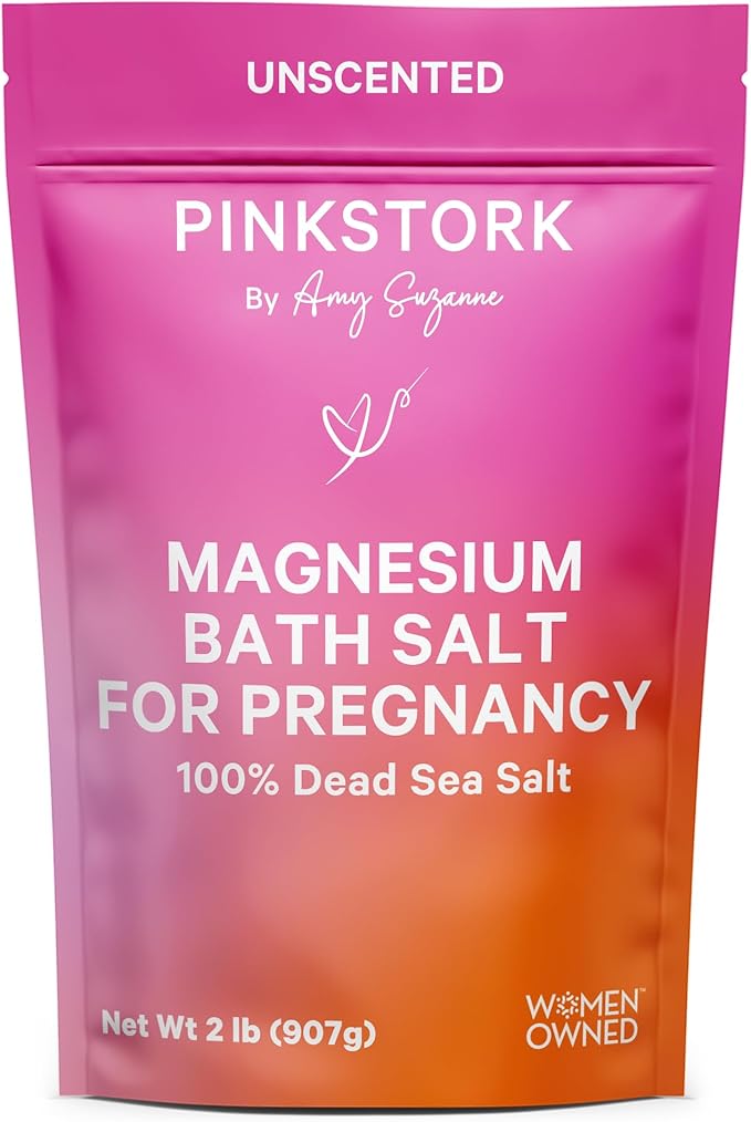 Pink Stork Pregnancy Bath Soak – Unscented Magnesium Flakes for Bath or Foot Soak – Pure Dead Sea Salt – Relief for Pregnancy Aches, Swollen Feet, and Stress – Clean, Fragrance-Free – 2 lb