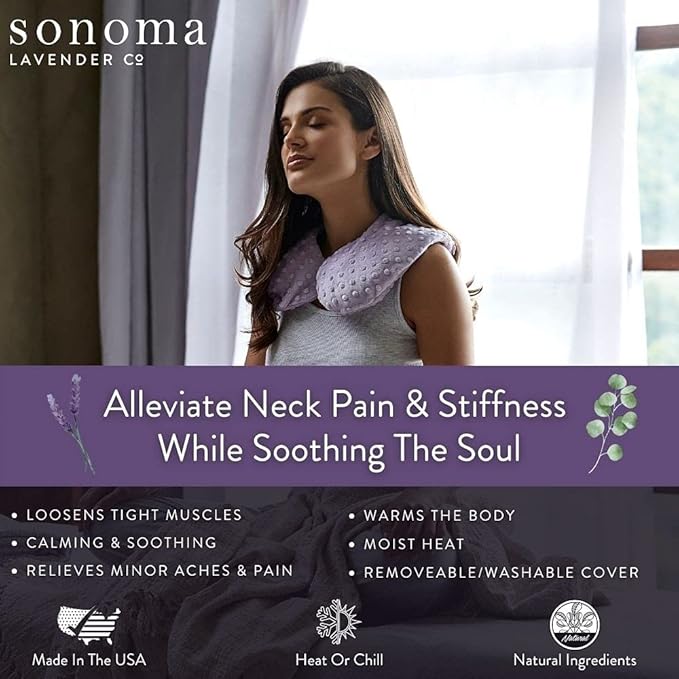 Luxury Eucalyptus Heatable/Chillable Neck Pillow by Sonoma Lavender, Microwaveable for Neck and Shoulders with Removable Washable Covers, Great for Relaxation and Relief (Eucalyptus, Silver Fox)