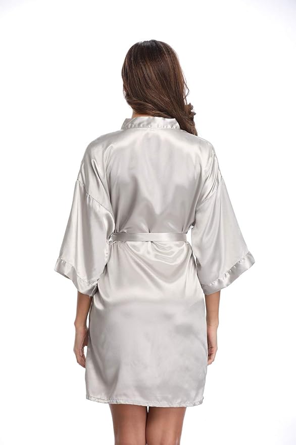 Women's Pure Short Silky Robes Bridesmaid Bride Party Satin Robes Sleepwear