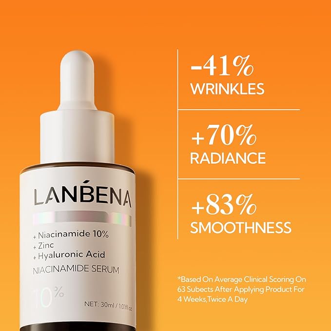 LANBENA Revolutionary Vitamin C Serum for Face, Illuminating Fcae Serum With Niacinamide, Brightening Anti-Aging Essence for Sensitive Skin, Non-Greasy, Reduces Dark Spots & Wrinkles (1.05 Oz)