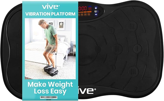 Vive Vibration Plate Exercise Machine - Shake Plate Vibration Platform with Resistance Exercise Bands - Lymphatic Drainage Machine for Shaping, Toning, Wellness, Recovery, and Weight Loss