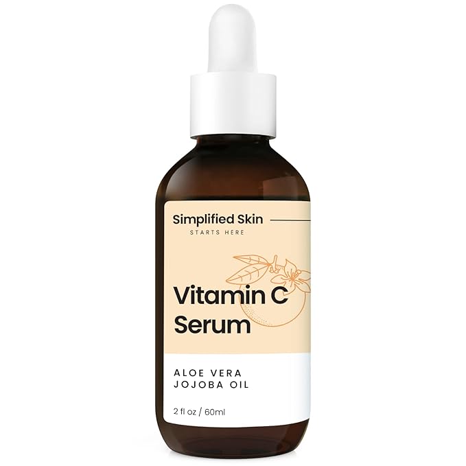 Simplified Skin Vitamin C Face Serum – 20% Vitamin C, Hyaluronic Acid, Vitamin E – for Hydrating & Glowing Skin - Antioxidant Skin Brightening Serum – 2 Fl Oz