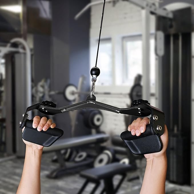 KORIKAHM Adjustable Lat Pull down Bar, Cable Machine Attachments for Gym, Home Gym Fitness T-bar Row Pulldown Attachments, Lat Pull Down Machine Wide Grip Neutral Grip Handle