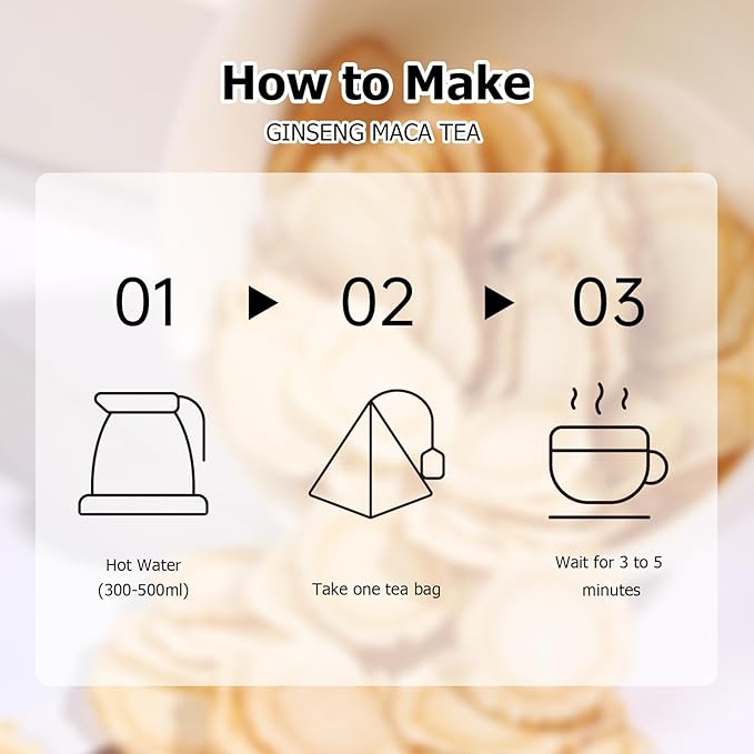 HANFANGLING Ginseng Maca Tea, Natural and Health, Caffeine-Free Herbal Tea,20 Tea Bags,2.82oz