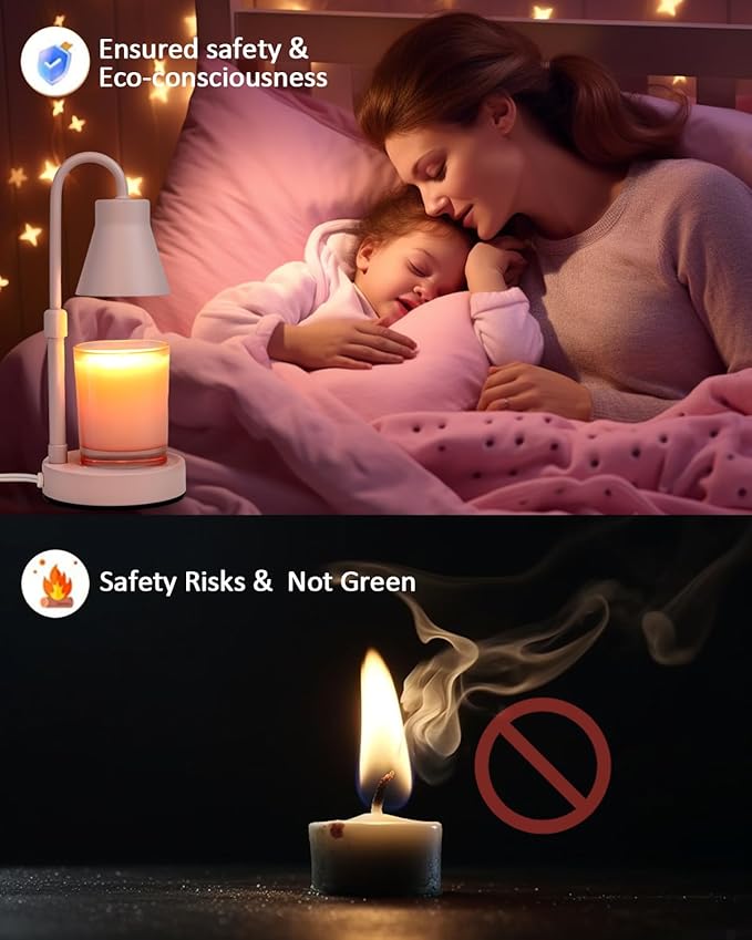 2 Pack Pink-Color Candle Warmer Lamp, Adjustable Height, Stepless Dimming Function Lamp Candle Warmer, Electric Wax Melt Warmer for Jar Candles, No Flame Scented Candle lamp with 2 Bulbs