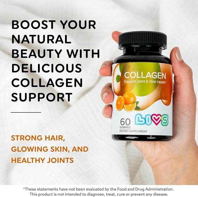 LIVS Collagen Gummies for Women & Men | Multi Collagen Peptides - Hydrolyzed Collagen Peptides | Collagen Powder Alternative for Skin, Hair, Nails & Joints | Gluten Free 100mg Marine Collagen/Dose