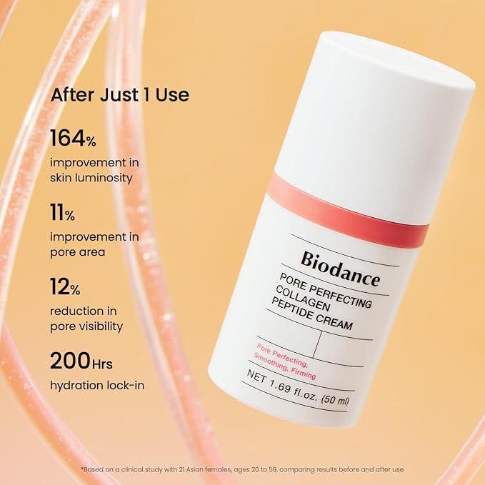 BIODANCE Collagen Glass Skin Duo: Collagen Real Deep Mask & Pore Perfecting Peptide Cream Bundle for Plumping Hydration, Firming, Korean Skincare Set, Daily Routine Kit, Pink Duo