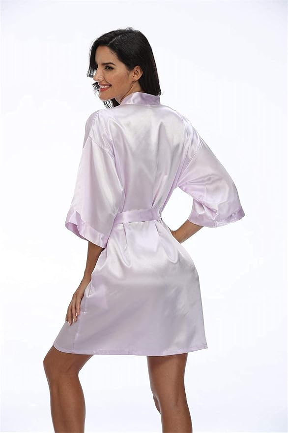 Women's Pure Short Silky Robes Bridesmaid Bride Party Satin Robes Sleepwear