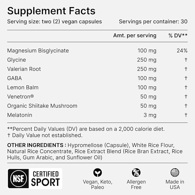 Stoned Ape Dream - Nootropic & Adaptogen Sleep Aid - Supports Sleep & Recovery - Venetron, Valerian Root, Melatonin, Mg, GABA, Lemon Balm, Shiitake - Keto, Paleo, Vegan - NSF Sport Certified
