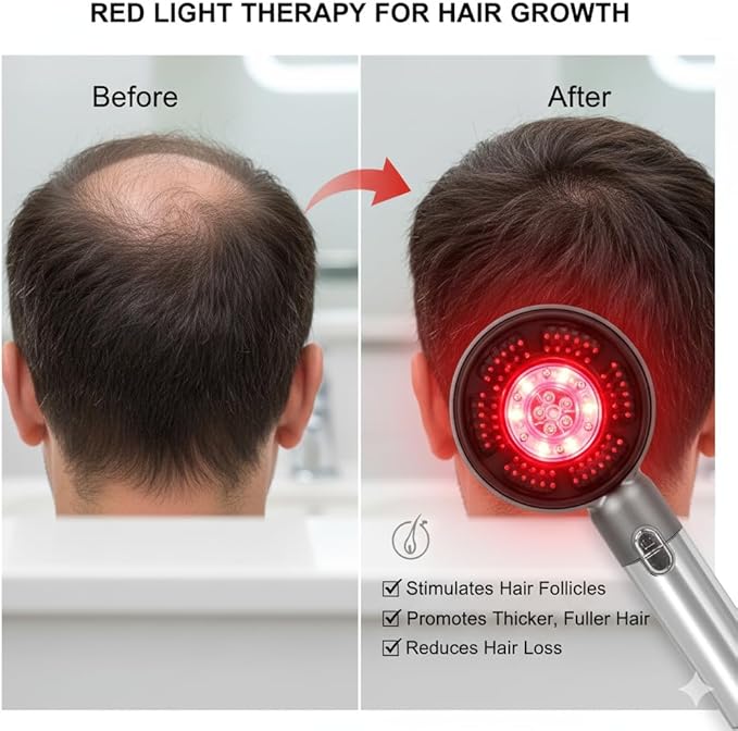 Multi Functional 3 in 1 Electric Scalp Massager Hair Growth, Red Light Therapy Scalp Massager with Oil Applicator, Portable Smart Scalp Hair Brush IPX7 Waterproof