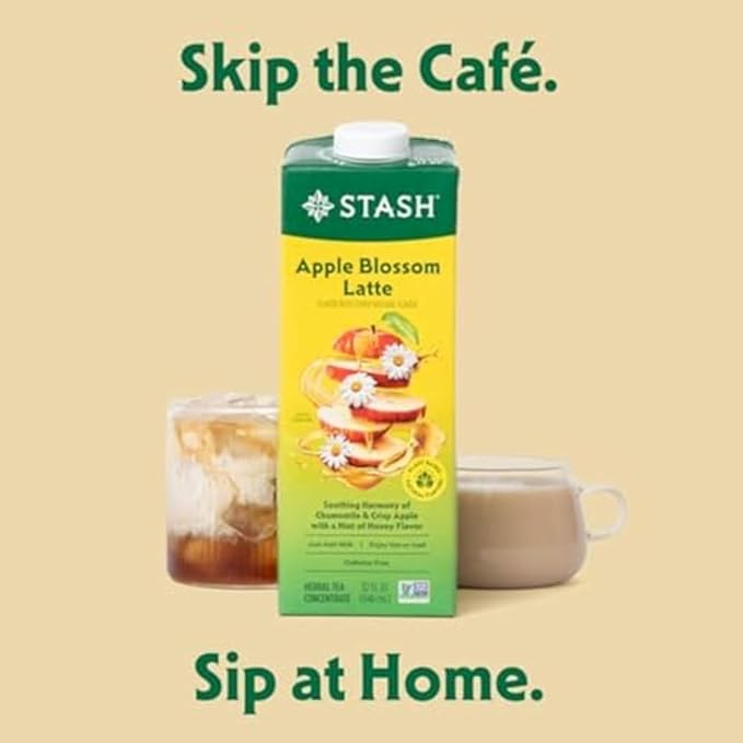 STASH Apple Blossom Latte - Dairy Free Plant Based Chamomile Tea Concentrate - Caffeine-Free - 32 fl oz, 5 Servings (Pack of 6)