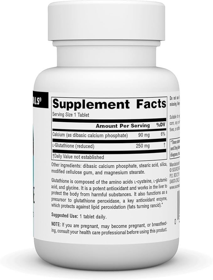 Source Naturals Glutathione, Supplement for Liver Support, 250mg - 30 Tablets
