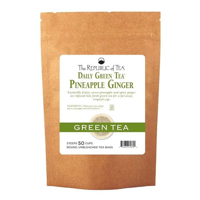 The Republic of Tea – Pineapple Ginger Daily Green Tea, 50 Tea Bags