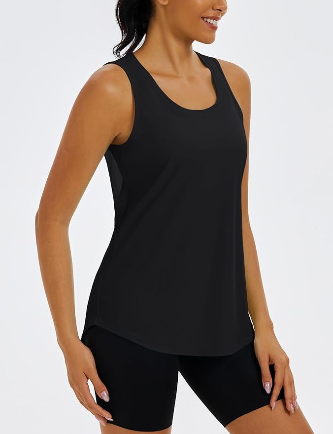 MAGCOMSEN Womens Workout Tops Racerback Tank Tops Mesh Back Breathable Sleeveless Quick Dry Running Athletic Shirts