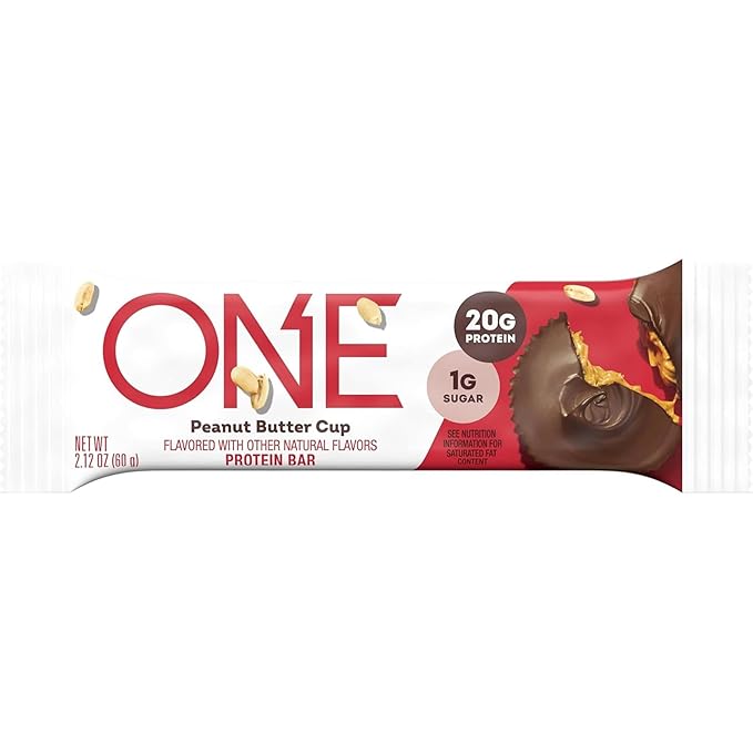 ONE Protein Bars, Peanut Butter Cup, Gluten Free with 20g Protein and 1g Sugar, Pantry Staples, 2.12 oz (12 Count)